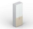 Шкаф  для документов (2 двери+2 белые матовые стеклянные двери, 4 полки, ручки - хром)  EMHS834BL