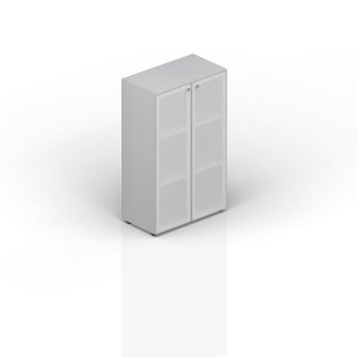 Шкаф  для документов (2 матовые стеклянные двери в раме, 2 полки, ручки - хром)  EMMS564L