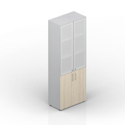 Шкаф для документов (2 двери+2 матовые стеклянные двери в раме, 4 полки, ручки - хром)  EMHS834L